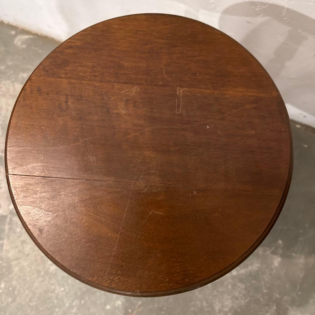 ヴィンテージ　木製サイドテーブル　ラウンド　花台 1