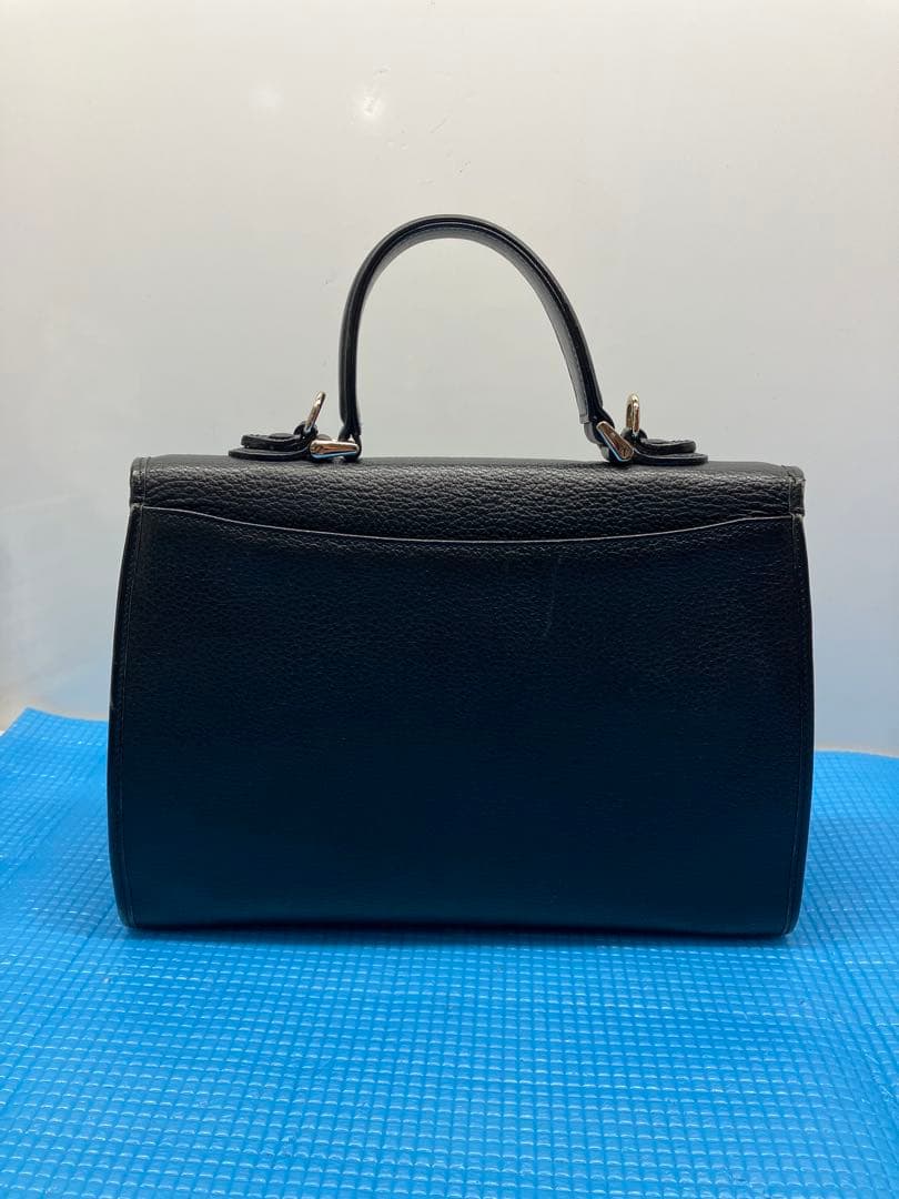 E04）BURBERRYS バーバリー レザー フォーマル ハンドバッグ 黒