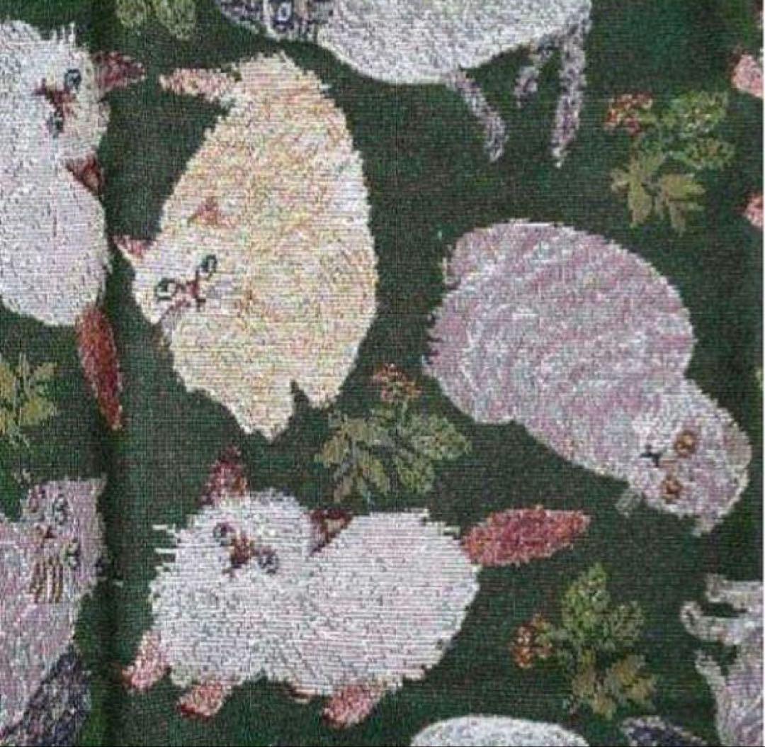 新品　松尾ミユキ　ゴブラン　タペストリーラグ　キャット＆リーフ　猫　ねこ　ネコ