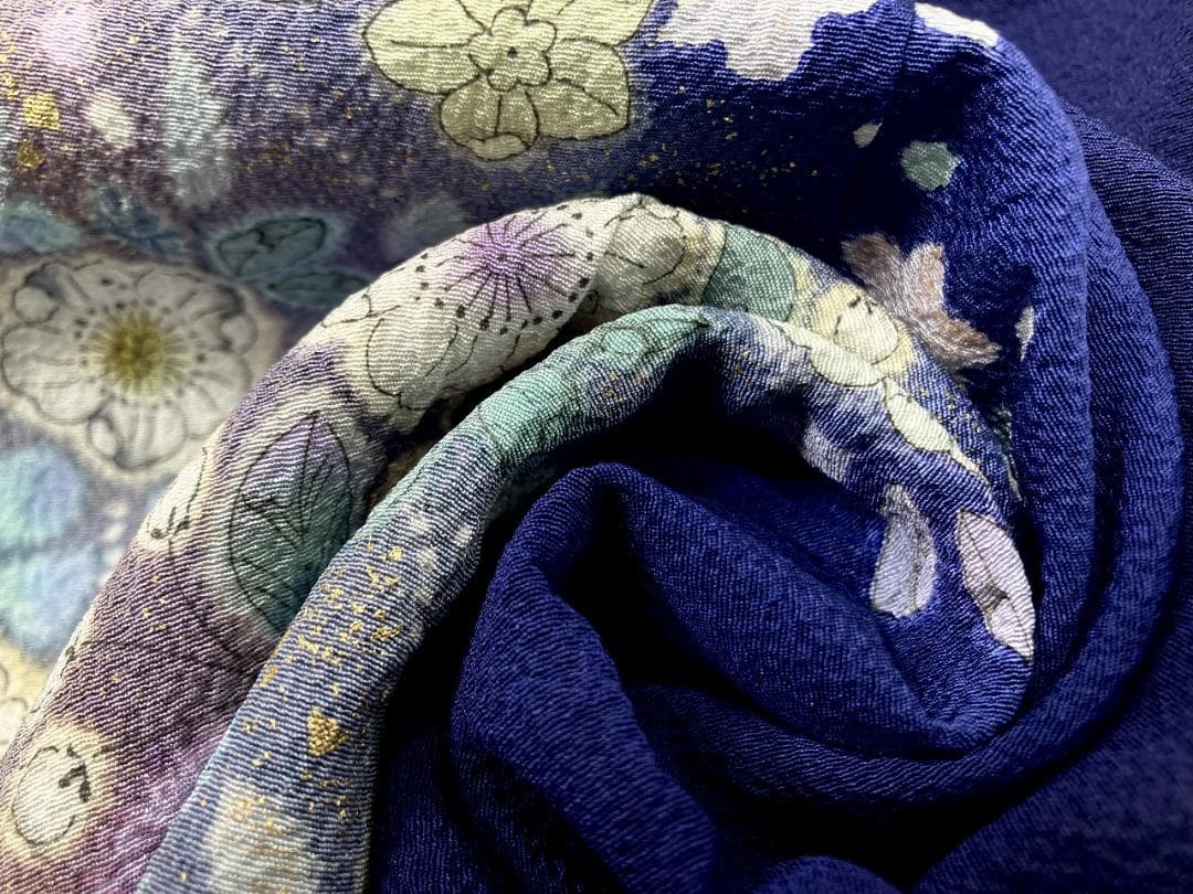 未使用 翠山工房 辻が花 絞り やまと 辻ヶ花 袷 訪問着 紫 黒 紫紺1388