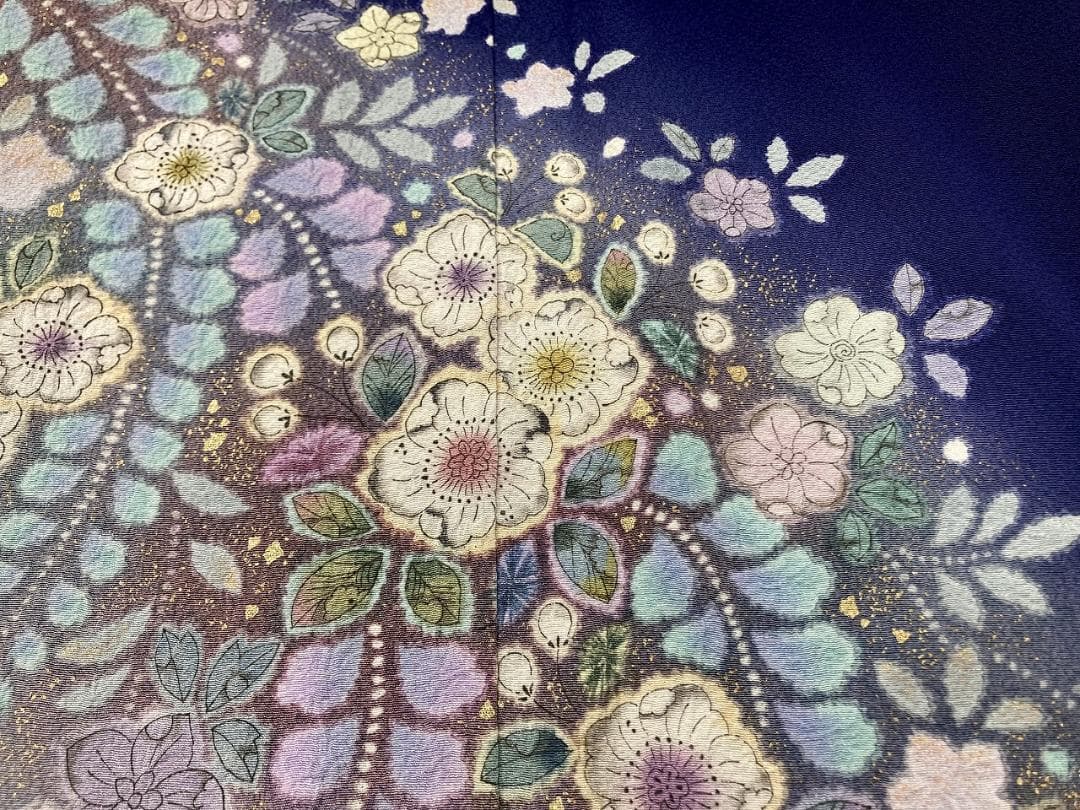 未使用 翠山工房 辻が花 絞り やまと 辻ヶ花 袷 訪問着 紫 黒 紫紺1388