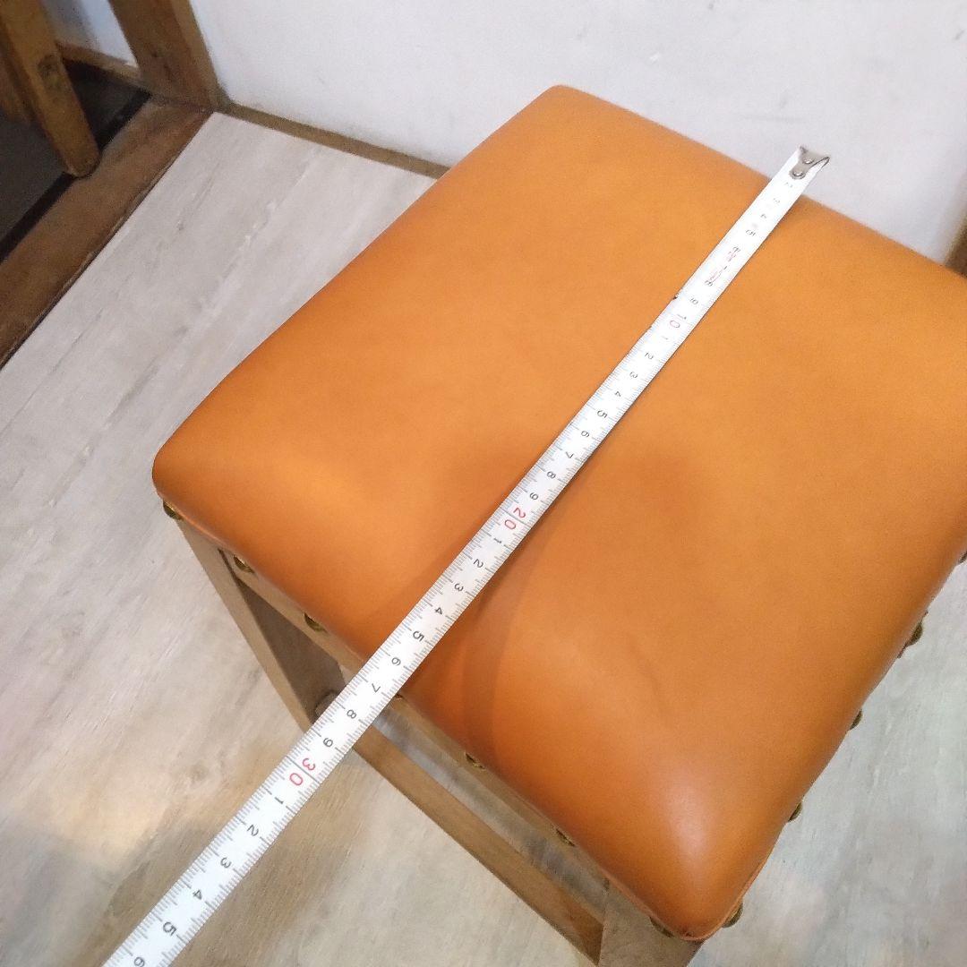 スツール　木製スツール　革張りスツール　ヴィンテージ　昭和レトロ　革