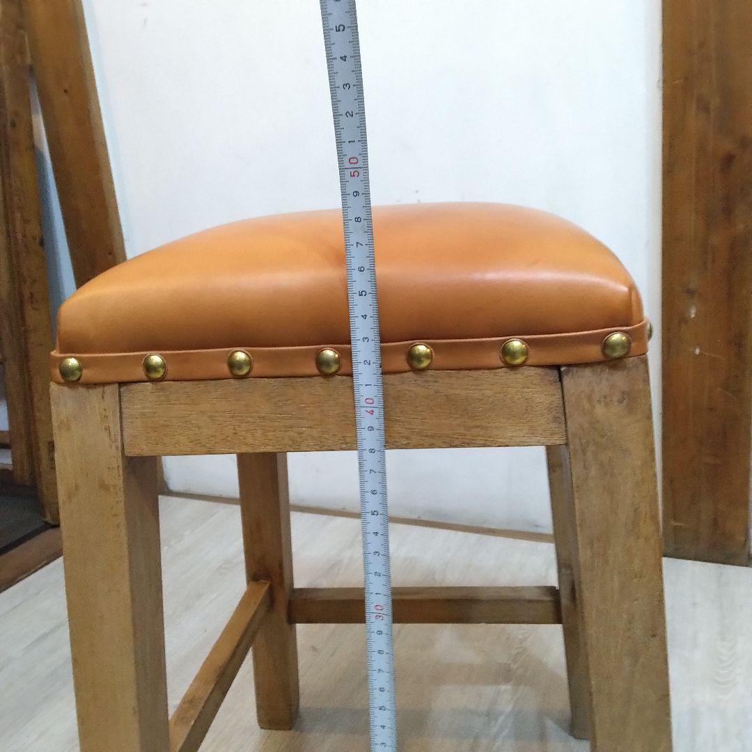 スツール　木製スツール　革張りスツール　ヴィンテージ　昭和レトロ　革