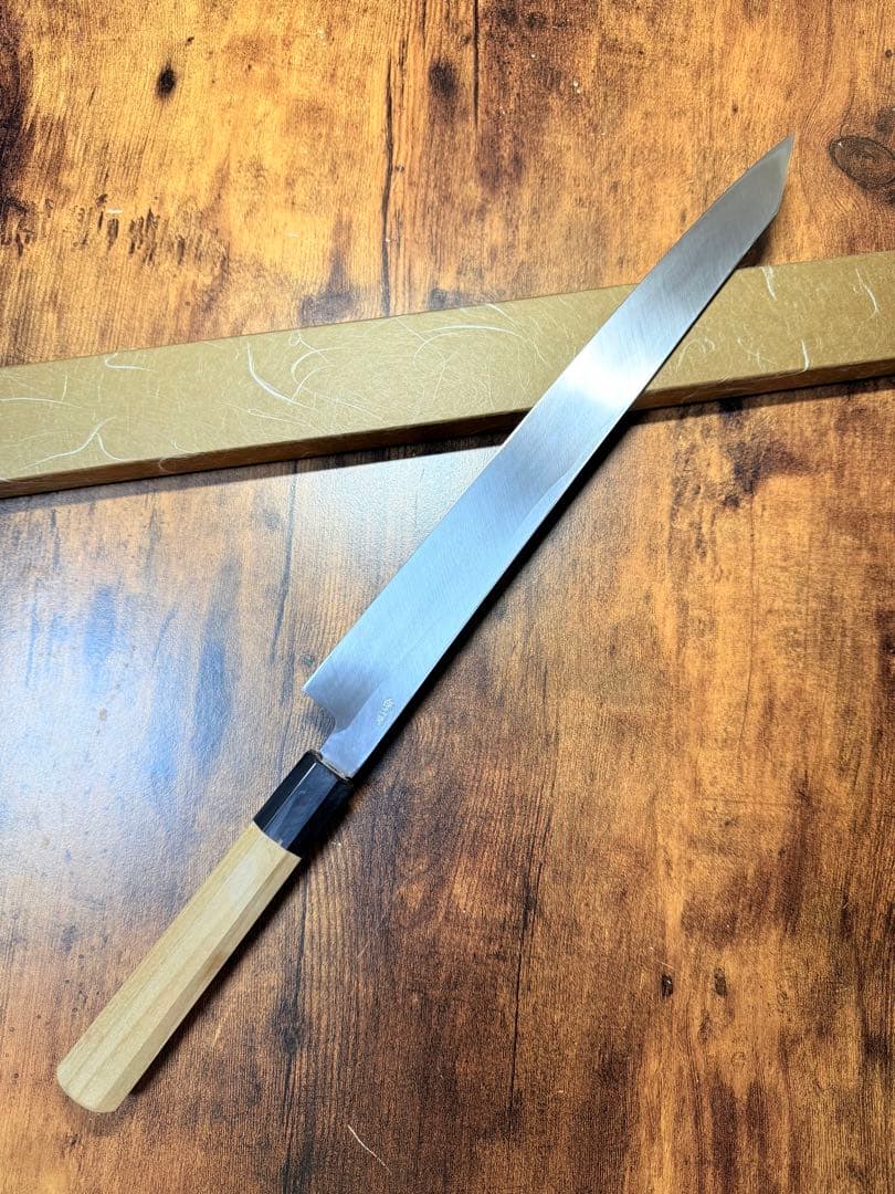 【堺打刃物】刺身 切付　包丁　白ニ鋼　尺一　水牛八角柄