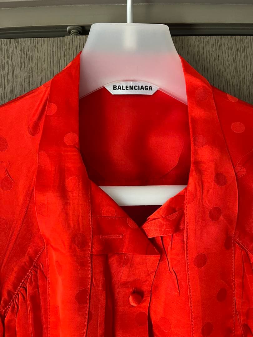BALENCIAGA ドット柄プリーツワンピース　タグ付き　21AW 値段交渉可