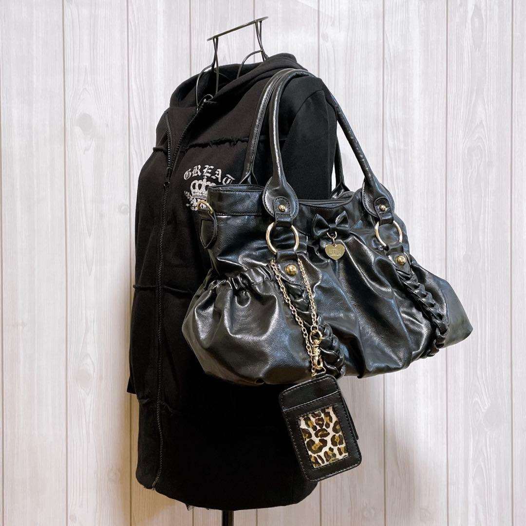 ハンドバッグ ショルダー 黒 リボン 平成ギャルy2k 量産型 地雷 MARS系