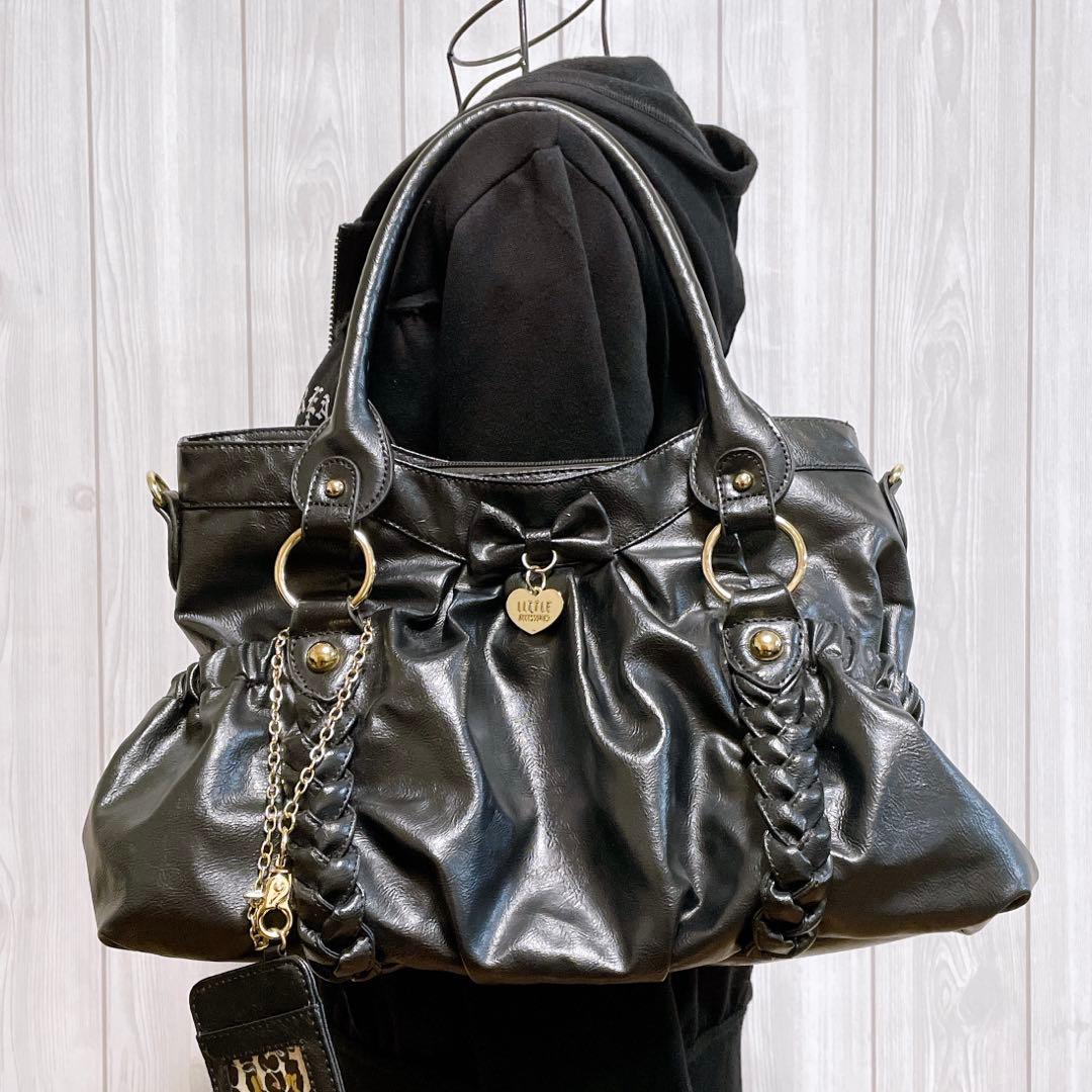 ハンドバッグ ショルダー 黒 リボン 平成ギャルy2k 量産型 地雷 MARS系