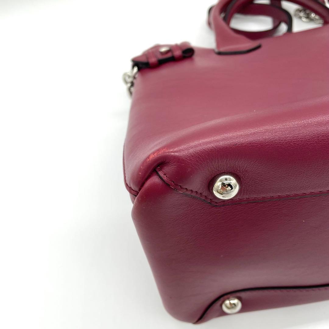 【美品】バーバリー　バナーバッグ　2way ノバチェック　レザー　ボルドー