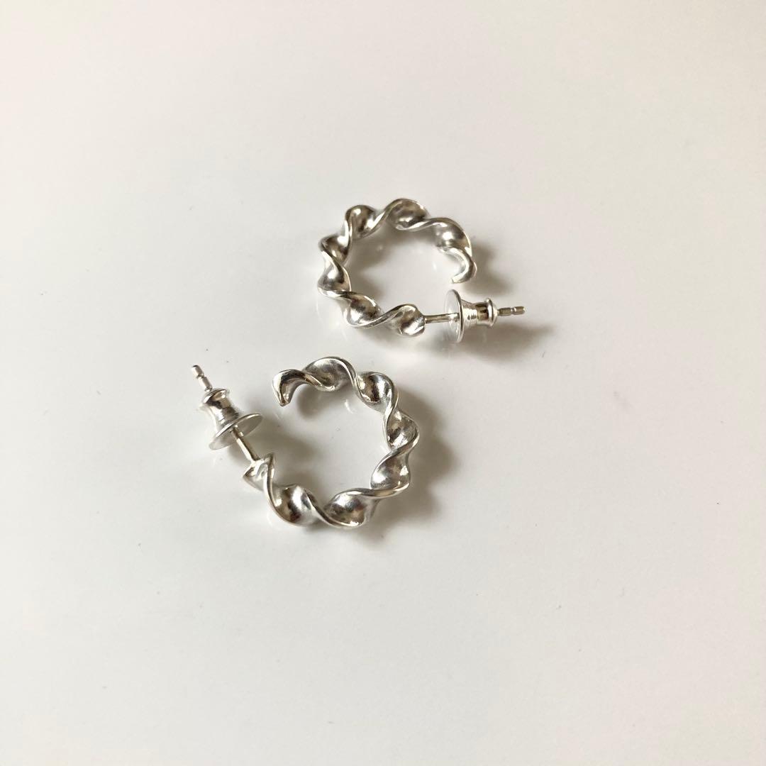 18mm 両身　ピアス　シルバー925 ツイストピアス　BWL クロム