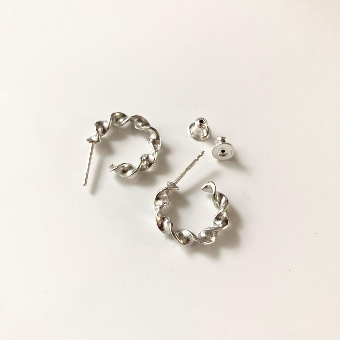 18mm 両身　ピアス　シルバー925 ツイストピアス　BWL クロム