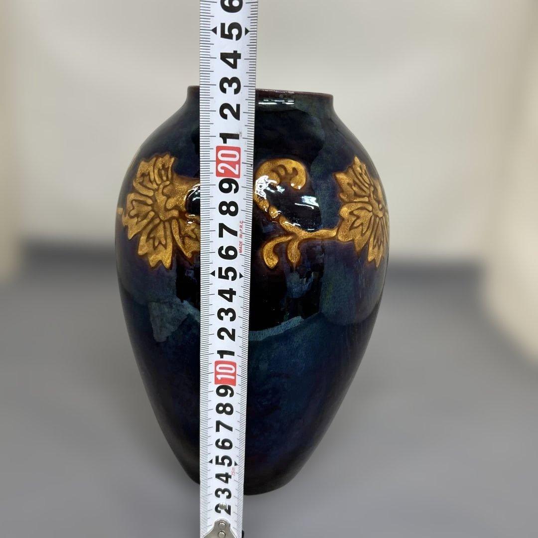 九谷焼　東方四十吉　花器　唐草