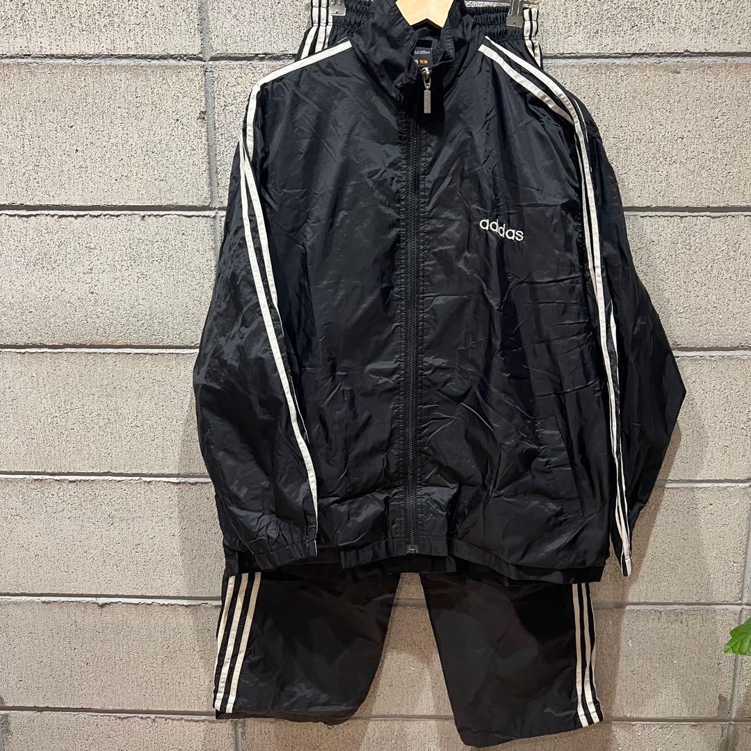 こや‼️adidas 90's ブラック ナイロンセットアップ Lサイズ