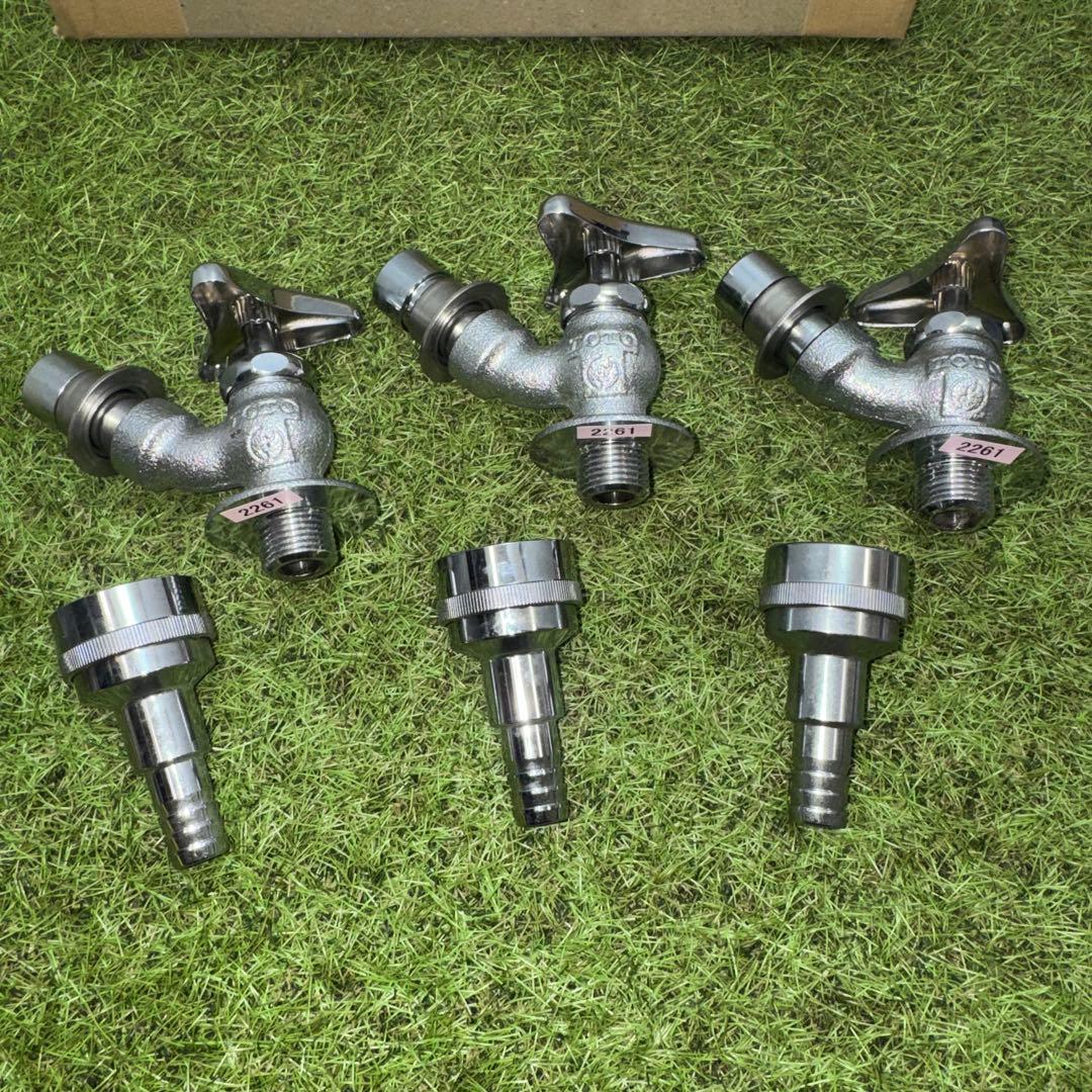 金属製シルバー蛇口 L字型散水用バルブ 3個セット［2261］