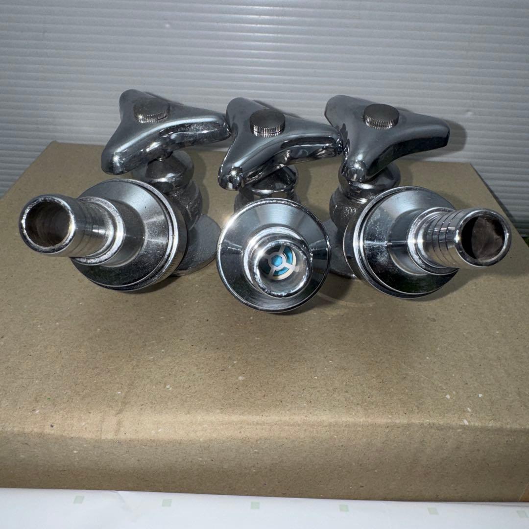 金属製シルバー蛇口 L字型散水用バルブ 3個セット［2261］