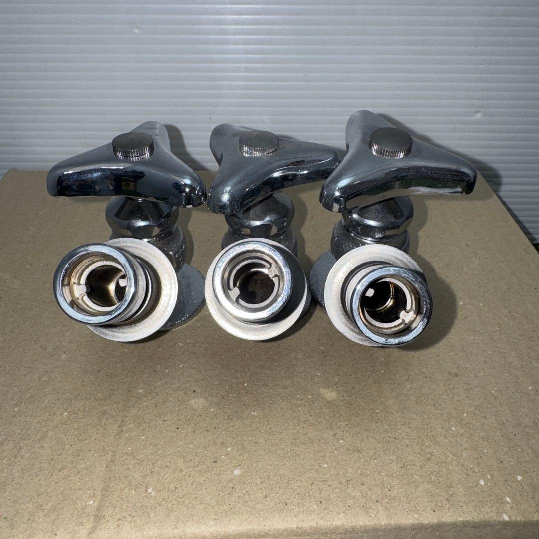 金属製シルバー蛇口 L字型散水用バルブ 3個セット［2261］
