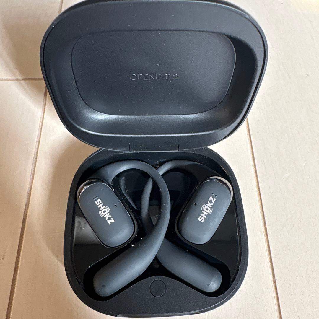【美品】SHOKZ オープンフィット2 骨伝導イヤホン ブラック