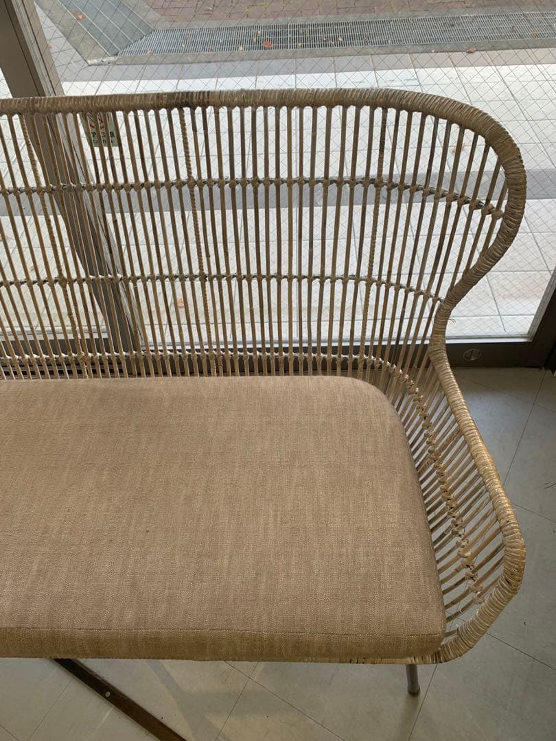 ラタンチェア 2人掛け+1人掛け アンティーク アイアン 輸入品 大阪配送限定