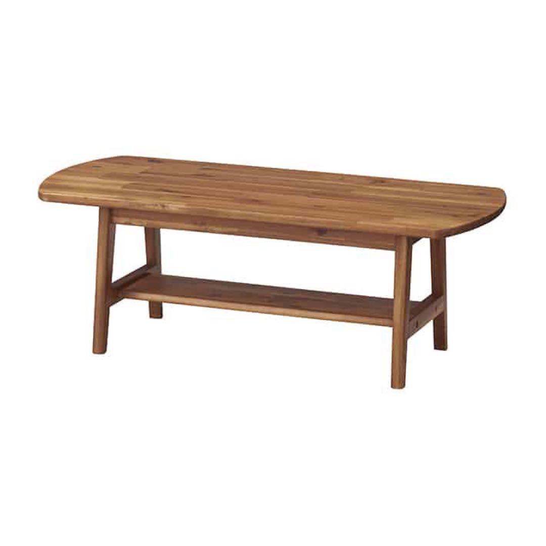 木製ローテーブル 下部棚付き