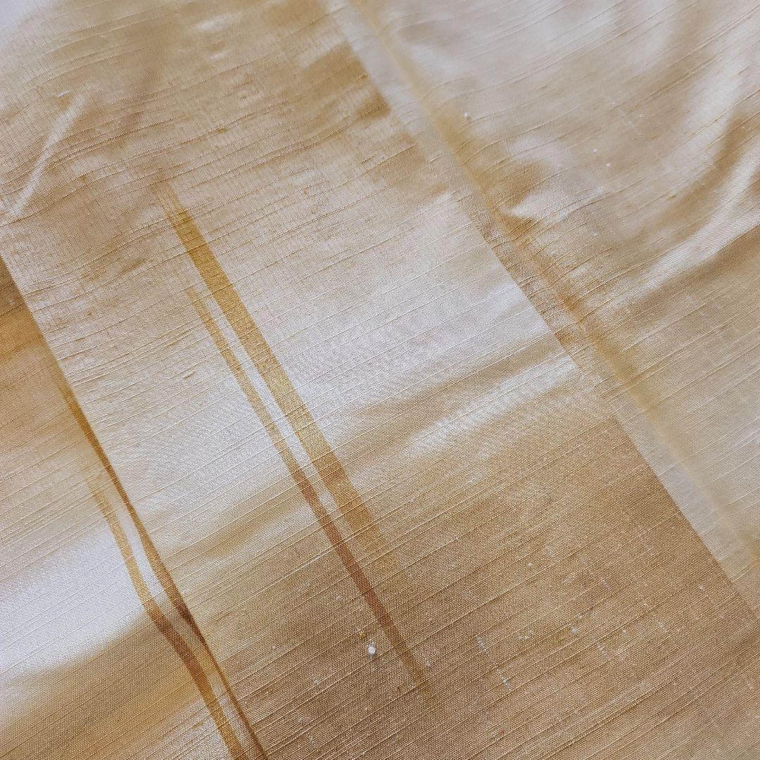 最終お値下げ‼️☆紬☆単衣☆居敷当て付き☆薄い黄土色の暈し☆横段☆身幅たっぷり