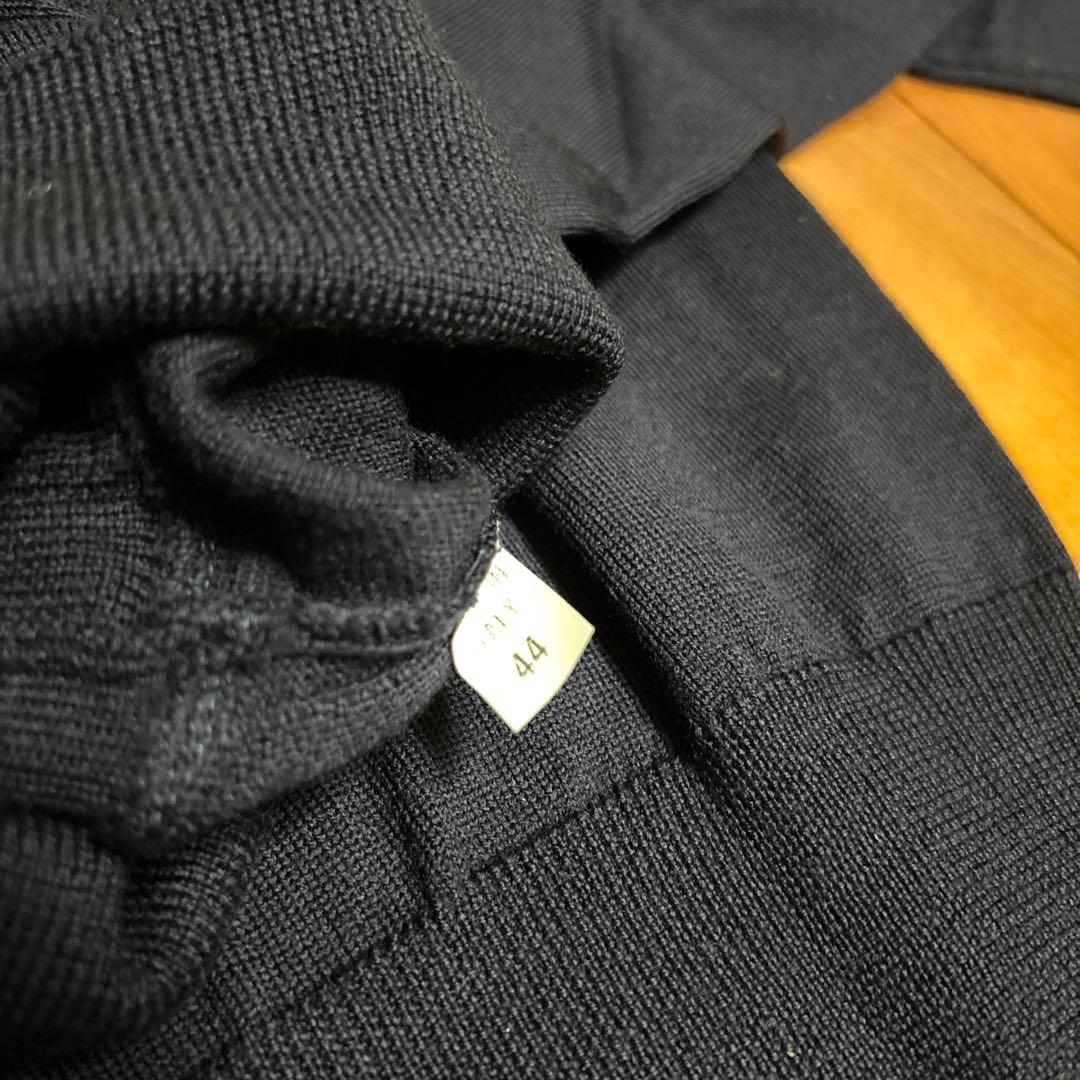 BEAMS F メリノウール タートルネックニット ネイビー 44イタリア製