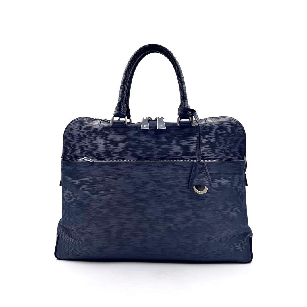 《美品》aniary アニアリー ビジネスバッグ ブリーフケース エピレザー 紺