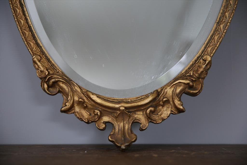 英国アンティークゴールドフレームミラー/壁掛け鏡ウォールミラー(79-298-7