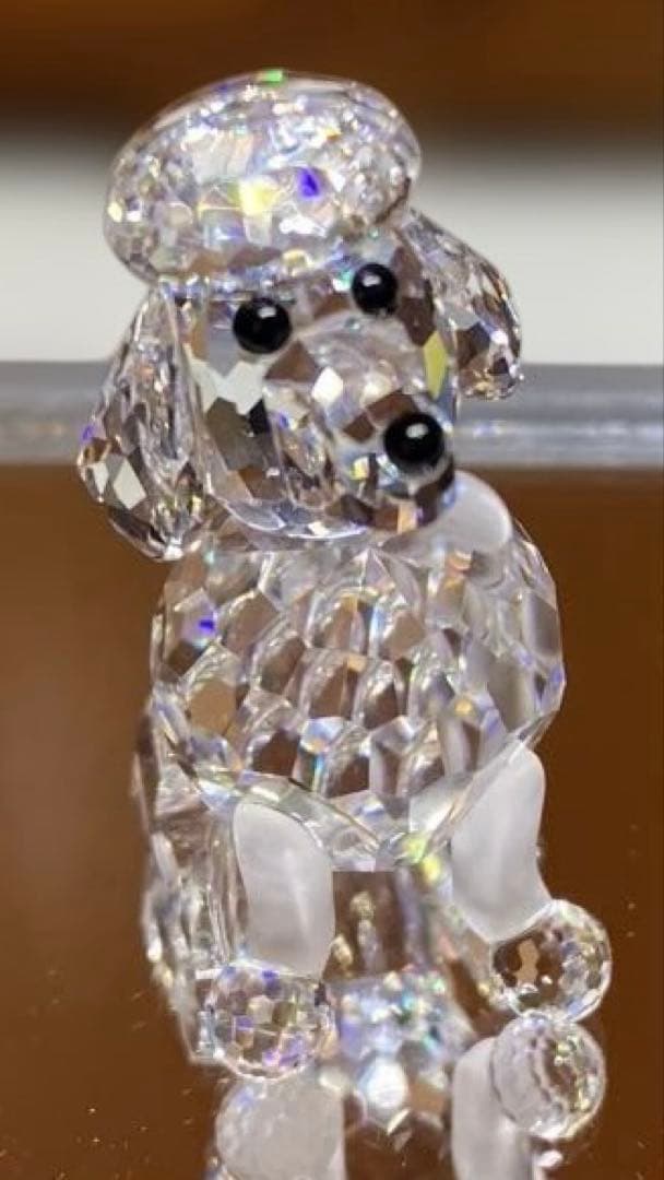 廃盤レア　スワロフスキー座りプードル　犬　プードル　181317