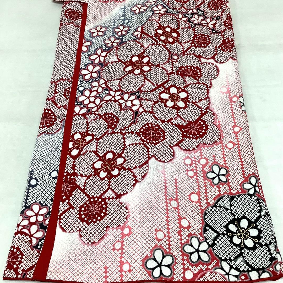 【惣次郎】小さめサイズ！やまと謹製！正絹振袖・長襦袢セット〜鹿子柄地に梅〜