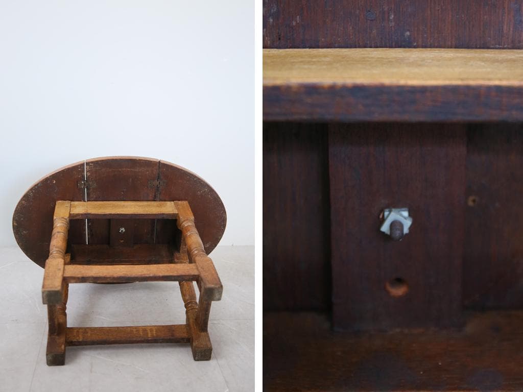 英国アンティーク木製ドロップリーフコーヒーテーブル/バタフライ机(91-106)