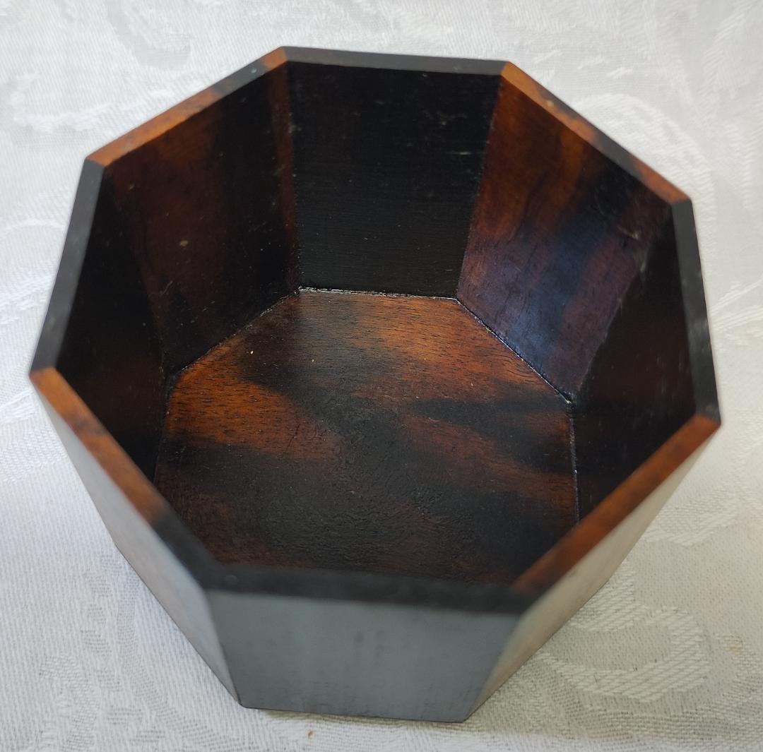 茶道具 川瀬表完 黒柿八角刻莨入 共箱