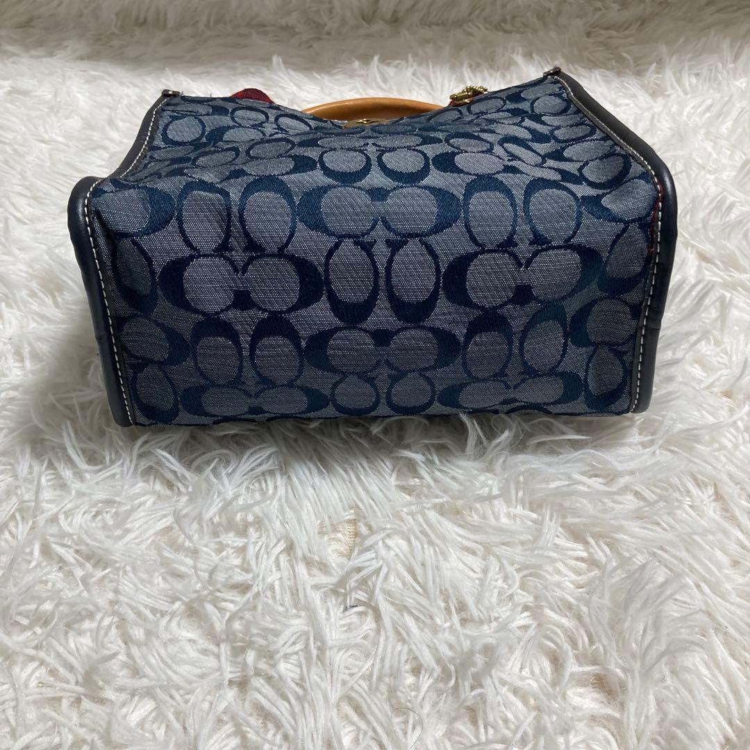 極美品　現行　コーチ　ショルダーバッグ　トート　22　シグネチャー　シャンブレー