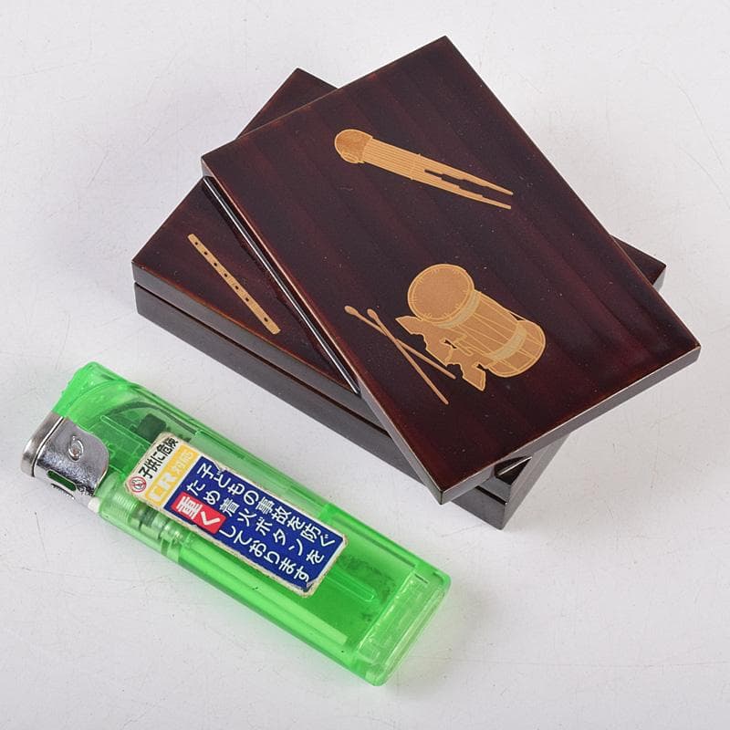 茶道具　熊谷秀穂作　惺斉好　和楽器蒔絵　歌書形香合　共箱　V　R9009
