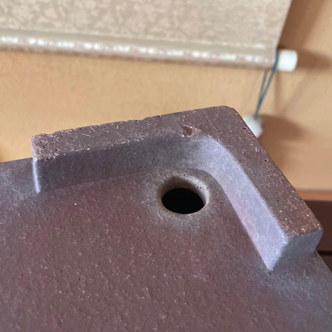 【落款あり】盆栽鉢 常滑 山秋造 松泉焼 紫泥 長方外縁泥物 43cm