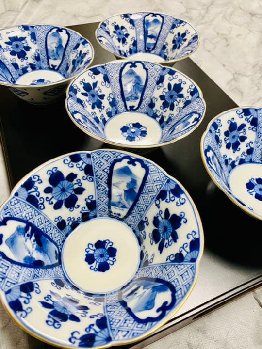 伊万里焼 古伊万里 五良太夫　染付　小鉢　5点セット ① レトロ 希少