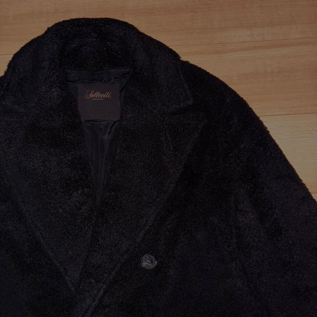 Solleciti価格37万キャメル シルク ボアダブルコート ソレシティ黒