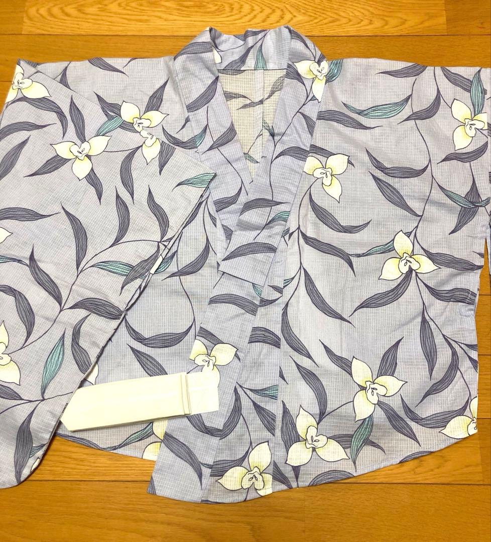 【専用です】二部式浴衣　あやめ柄　うたたね+作り帯　パタパタ結び風