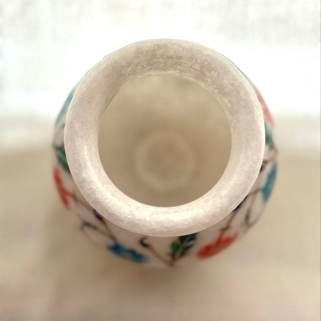 インド産　天然大理石細工　ベース　花瓶