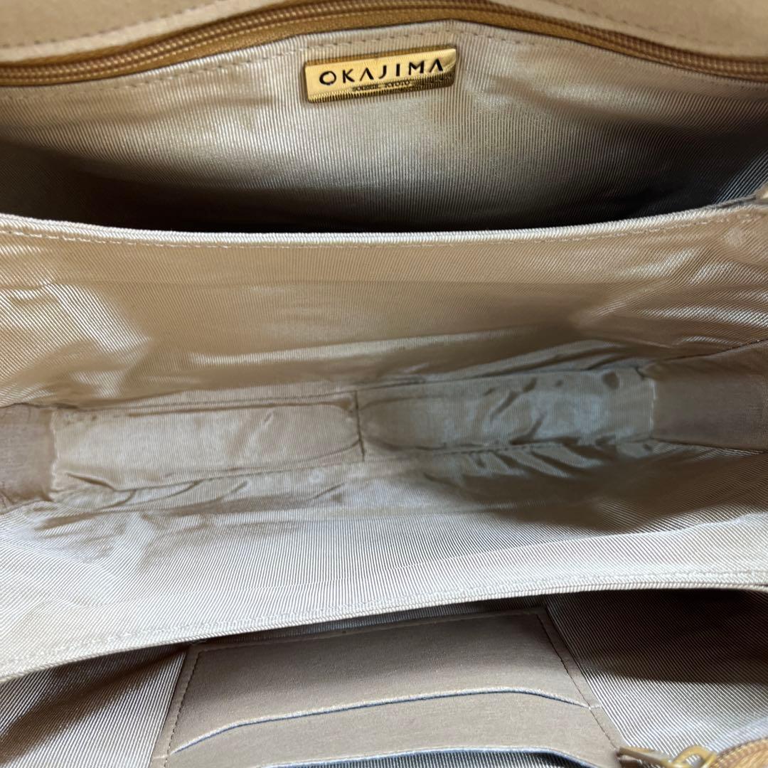 【未使用品】岡重　オカジマ　皇室御用達　和装バッグ　絹100% 象 花柄