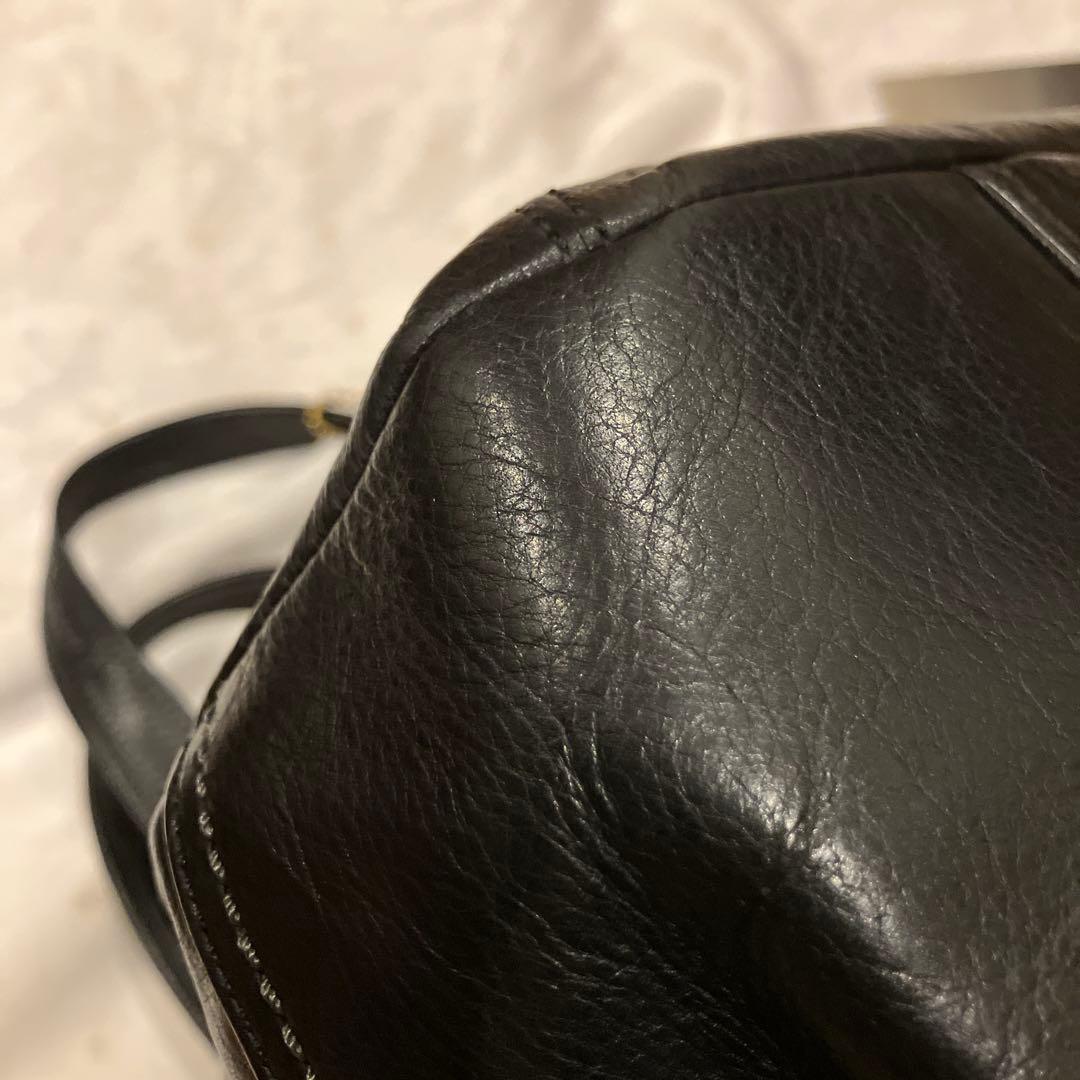 美品　COACH 黒 レザー ワンショルダーバッグ 半月　ストラップ付　保存袋