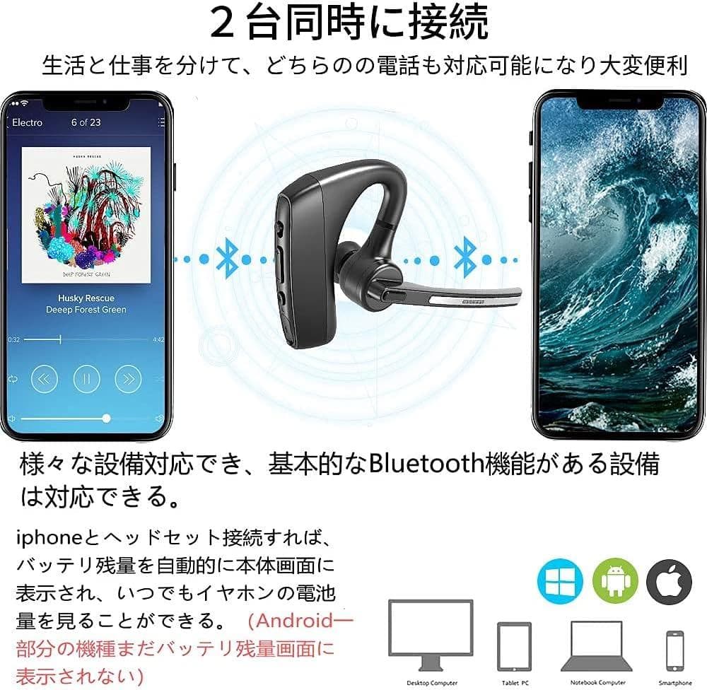 Bluetooth ヘッドセット 5.2片耳