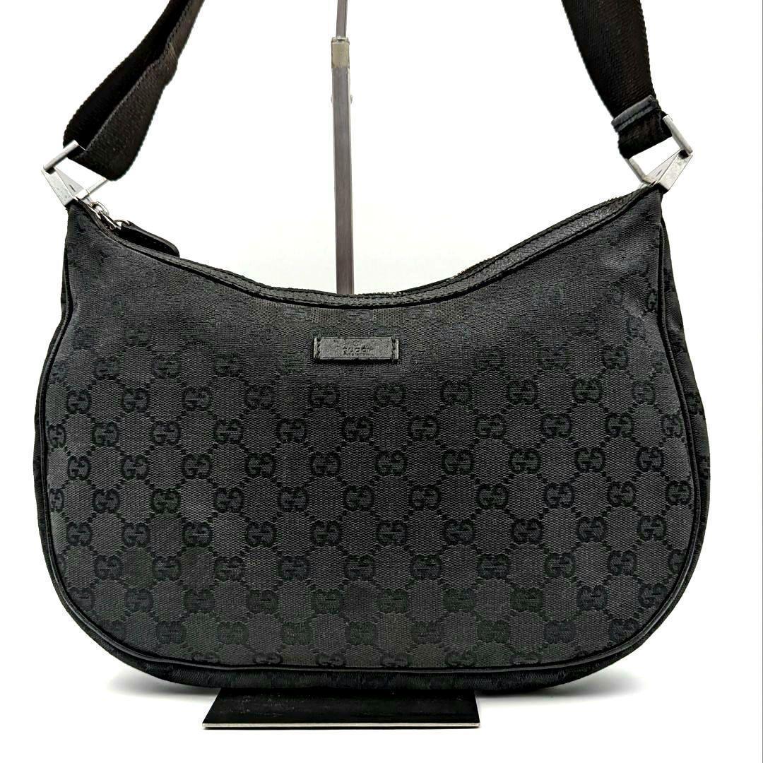 GUCCI グッチ GGキャンバス ショルダーバッグ ホーボー ブラック