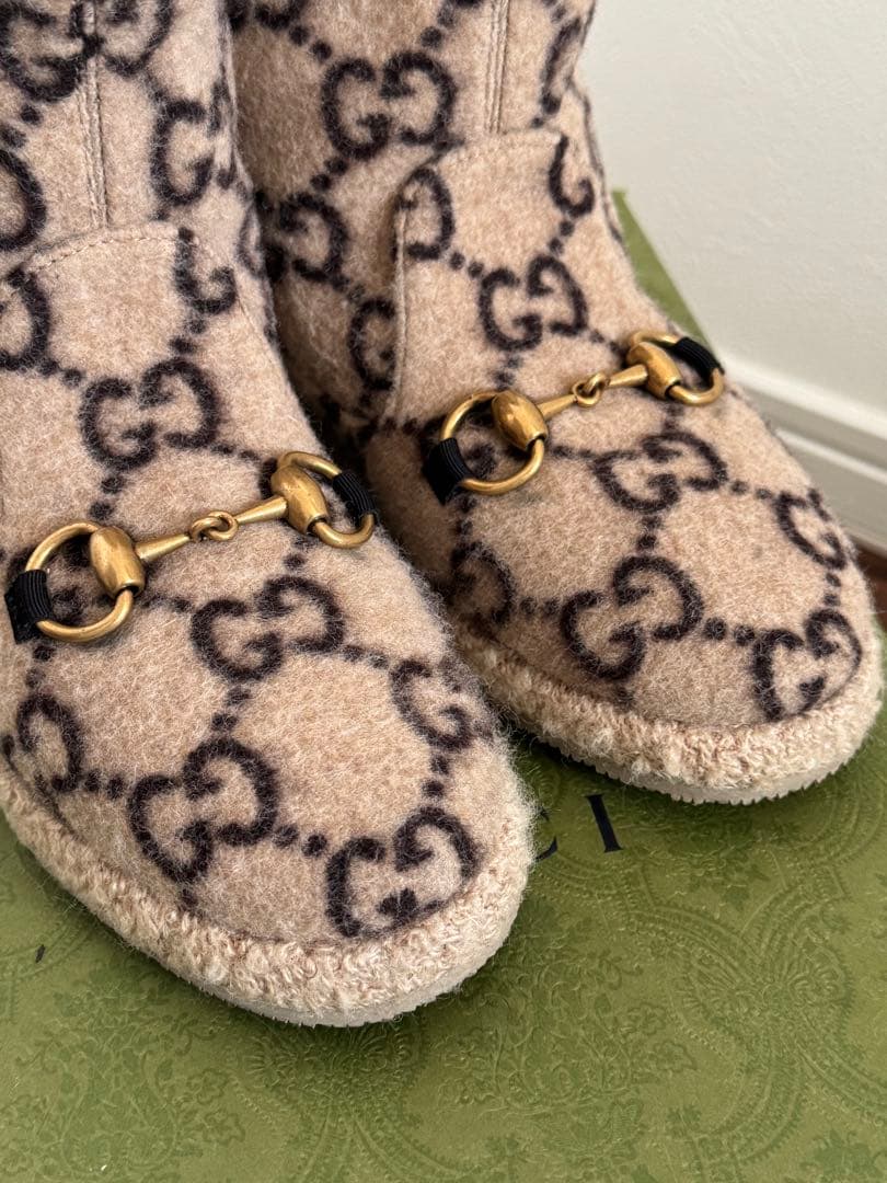 GUCCI GG柄 ホースビットウール アンクルブーツ 34