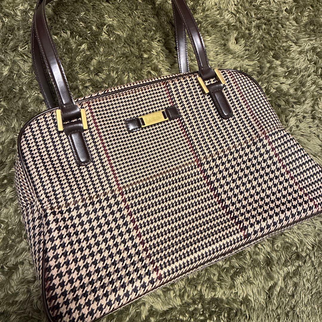 美品✨ラルフローレン 千鳥格子 ハンドバッグ ショルダーバッグ 持ち手長め