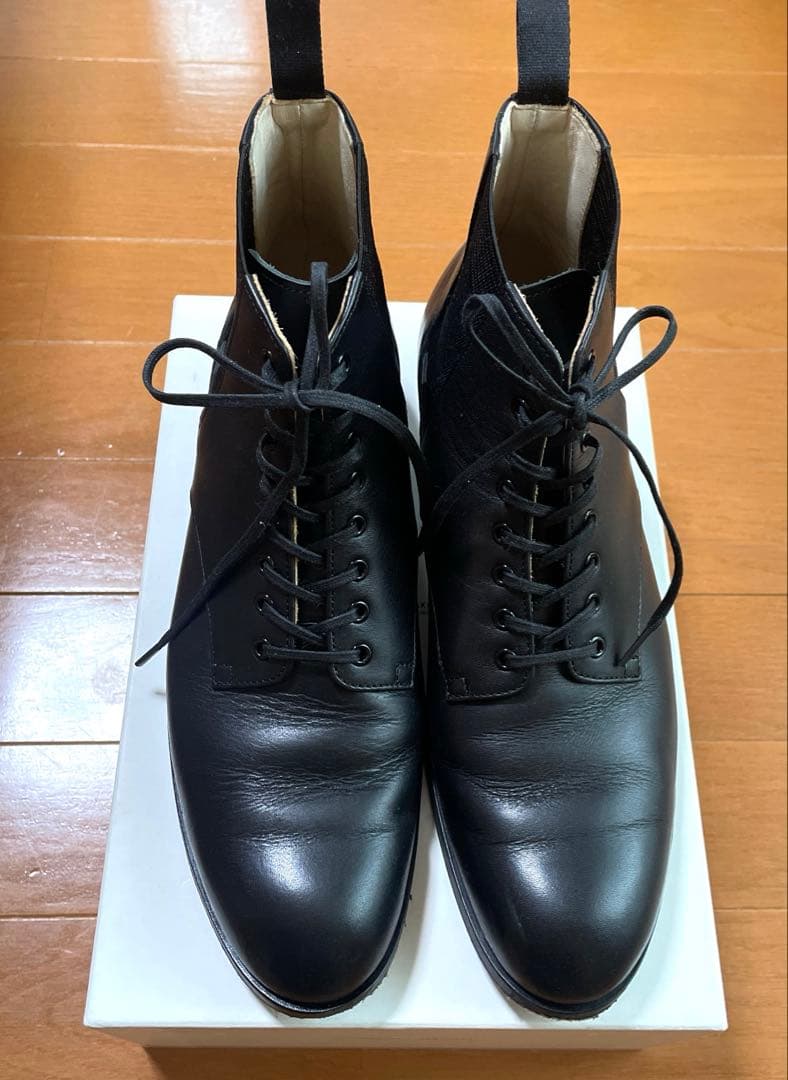 ビューティフルシューズ　レースアップサイドゴアBlack24.5㎝