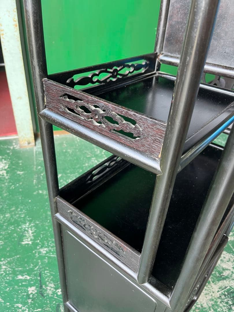 dmz6447＊違い棚 飾り棚 茶箪笥 インテリア 昭和レトロ 難あり