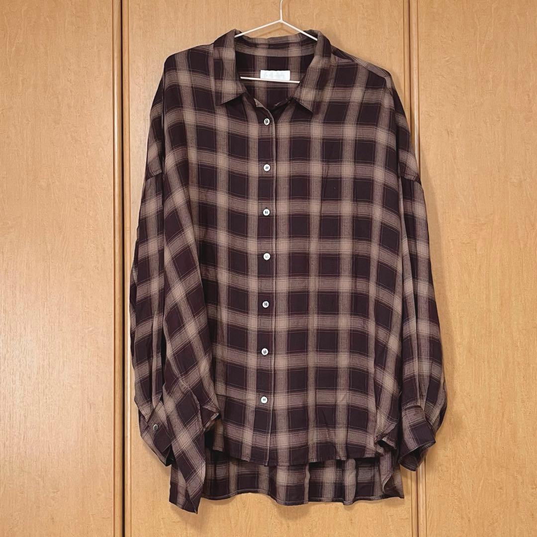 RIVE DROITE ウォッシュドチェックシャツ　ベージュ