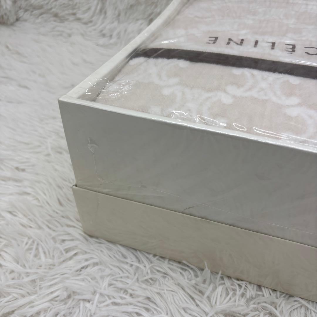 CELINE　綿毛布　2点セット　マカダム柄　ベージュ　ブルー　セリーヌ