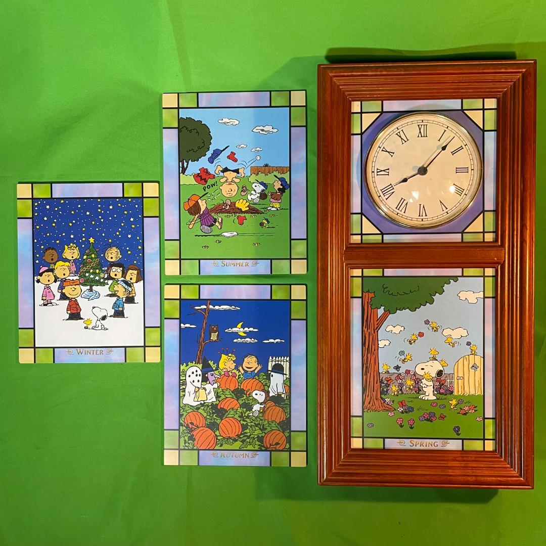ダンバリーミント スヌーピー ステンドグラス 掛時計 ピーナツ