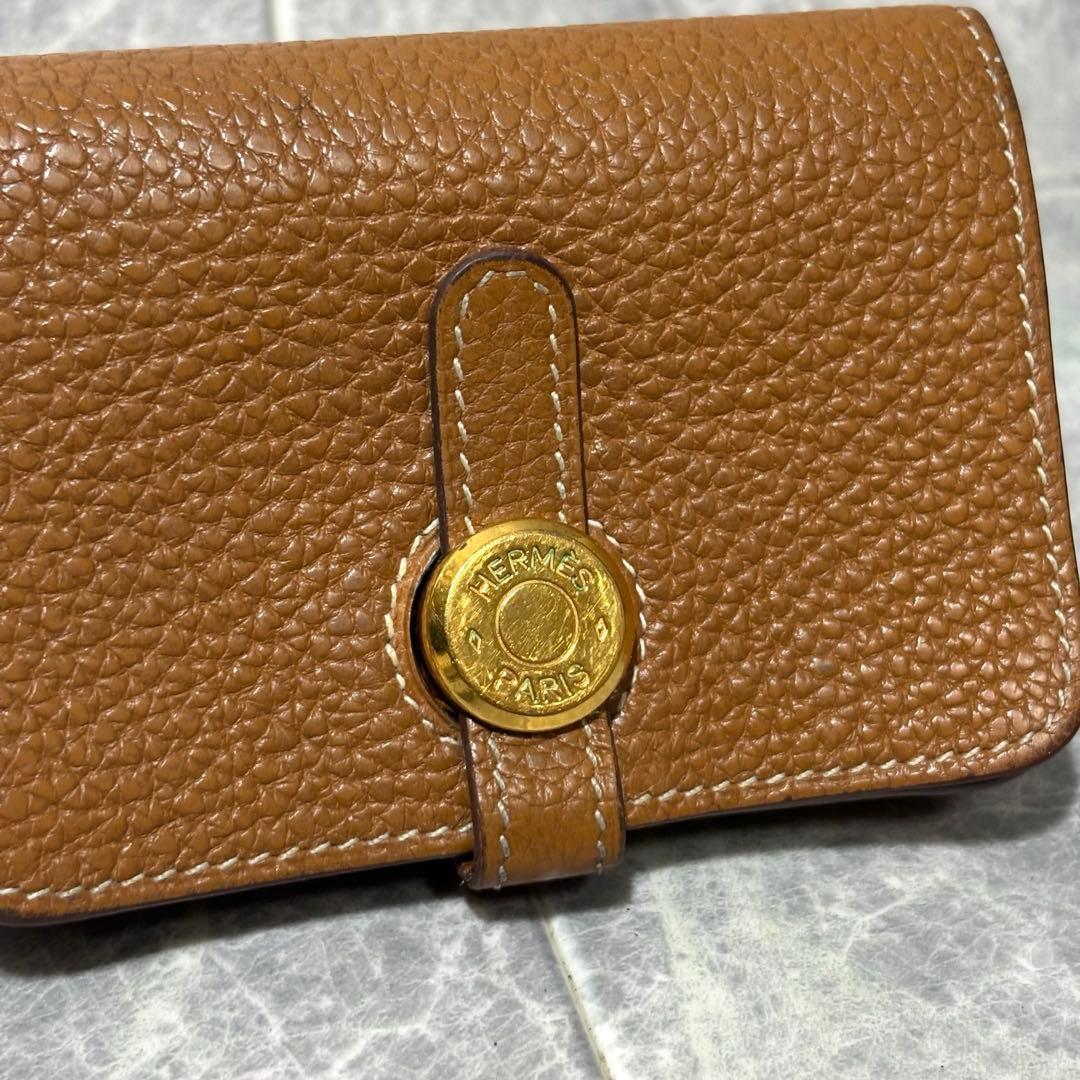 ⭐︎HERMES⭐︎ ドゴン　カードケース　ゴールド　ブラウン　名刺入れ　□L