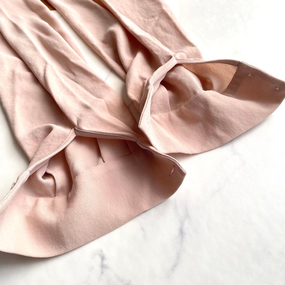 美品　ソージュ ジョーゼットリボンブラウス ボウタイ とろみ ピンク